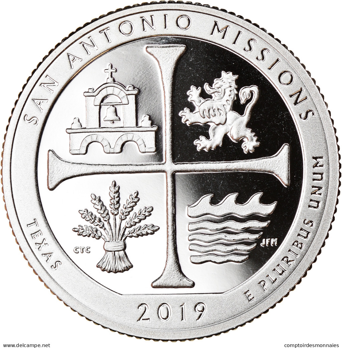 Monnaie, États-Unis, San Antonio Mission - Texas, Quarter, 2019, San Francisco - 2010-...: National Parks