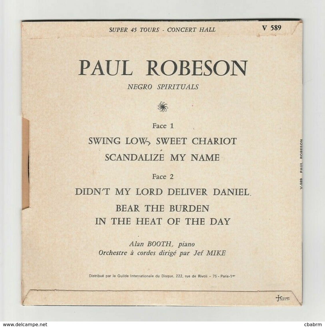 EP 45 TOURS PAUL ROBESON SWING LOW SWEET CHARIOT En 1972 CONCERT HALL V 589 - Blues