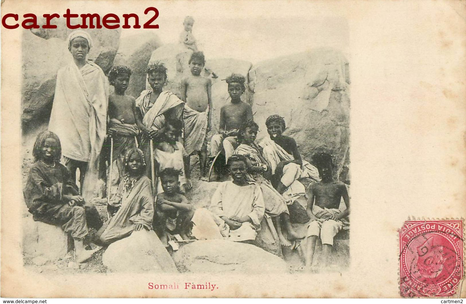 SOMALI FAMILY SOMALIE AFRIQUE ETHNOLOGIE ETHNIC SOMALIAN FAMILY INDIAN STAMP 1900 - Somalië