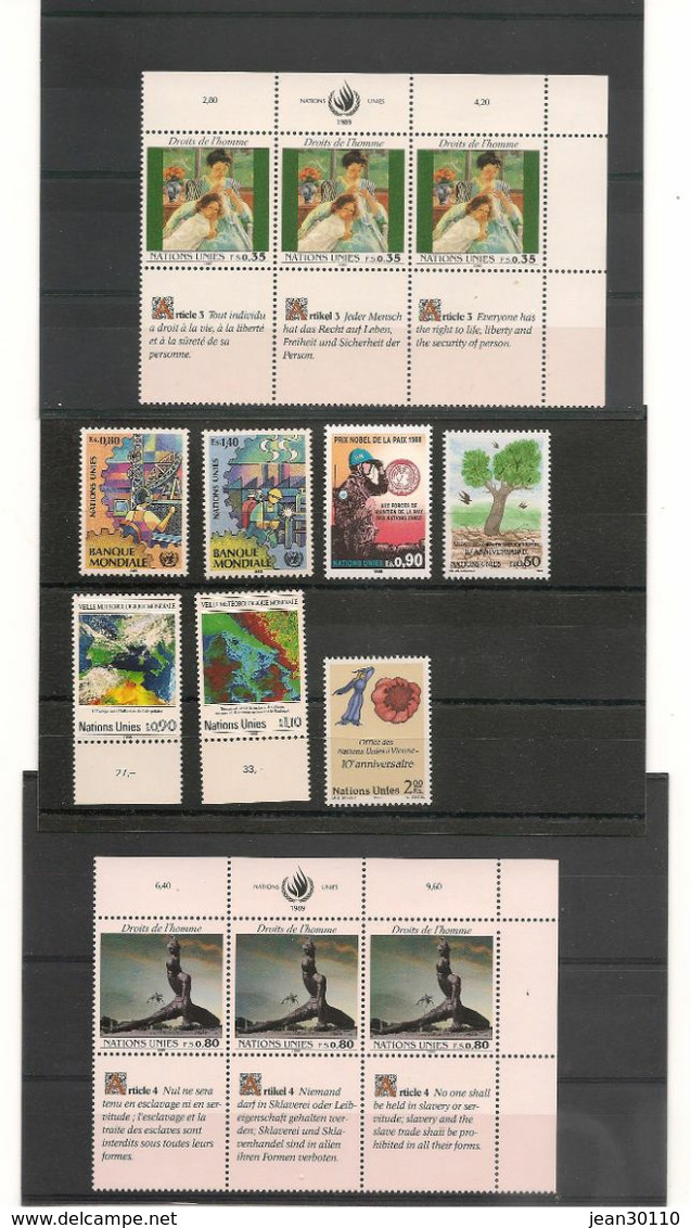 NATIONS-UNIES GENÈVE Année 1989 Complète N° Y/T : 173/185** CÔTE : 26,50 € - Unused Stamps