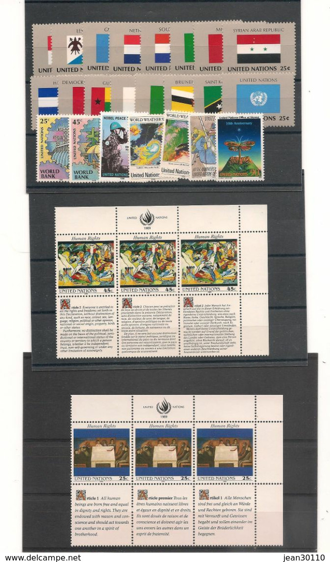 NATIONS-UNIES NEW YORK Année 1989 N° Y/T : 539/568** CÔTE :42,75 € - Unused Stamps