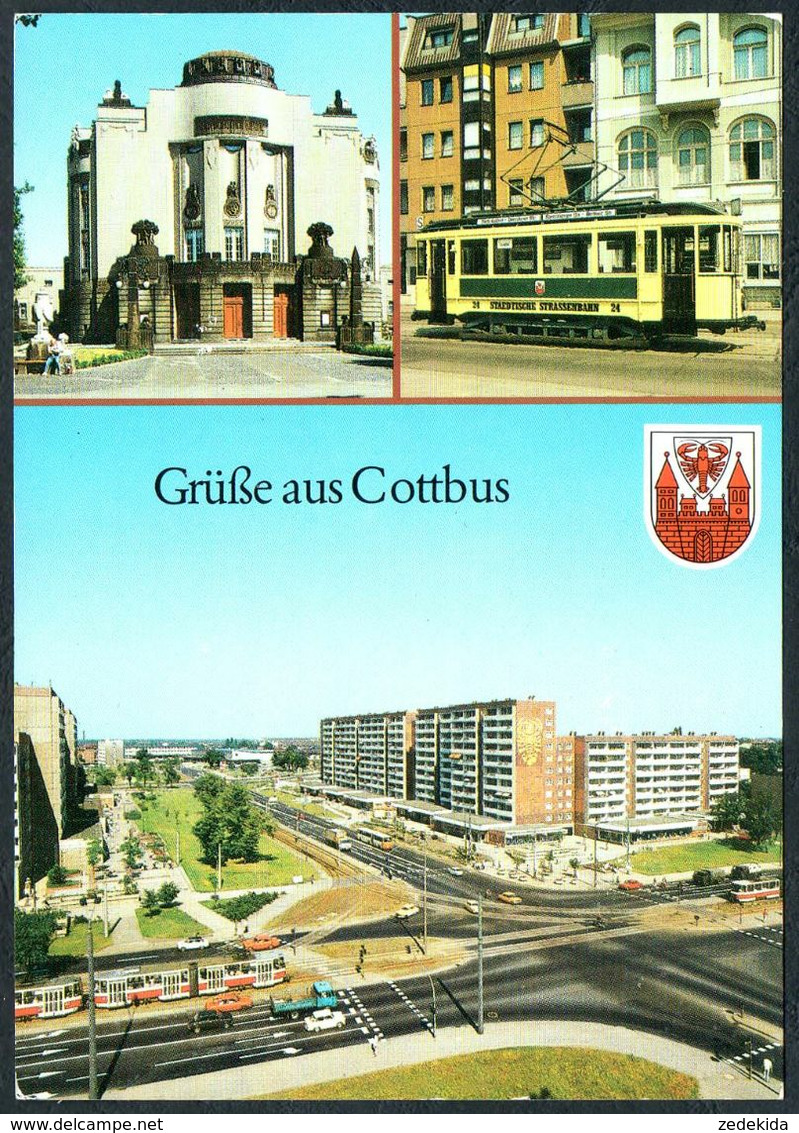 E0486 - Cottbus - Straßenbahn Tram Großplatte Neubauten Theater - Bild Und Heimat Reichenbach - Cottbus