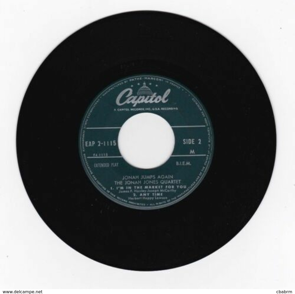 EP 45 TOURS THE JONAH JONES QUARTET En 1959 CAPITOL EAP 1-1115 JONAH JUMPS AGAIN - Jazz