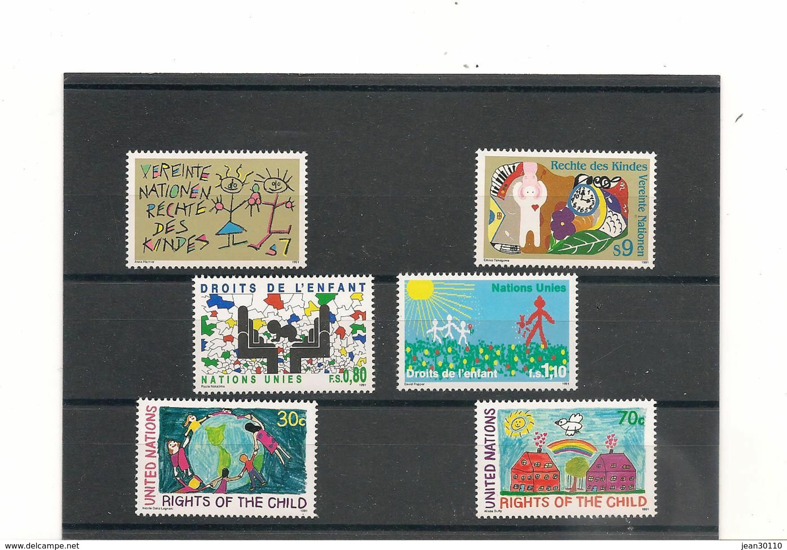 NATIONS-UNIES  Année 1991  LES DROITS DE L'ENFANT** Cote : 22,25 € - Emisiones Comunes New York/Ginebra/Vienna