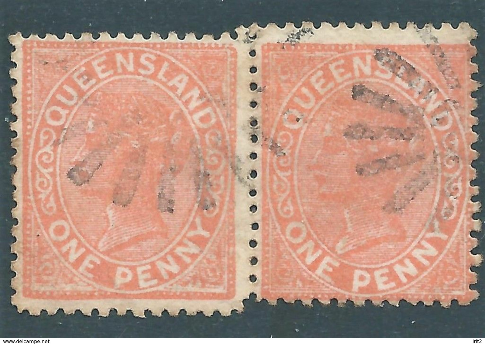 AUSTRALIA,Queensland,1879-1881 Queen Victoria,1P Orange In Pairs,the Peculiarity Of The Not Linear Perforation !!! - Nuovi