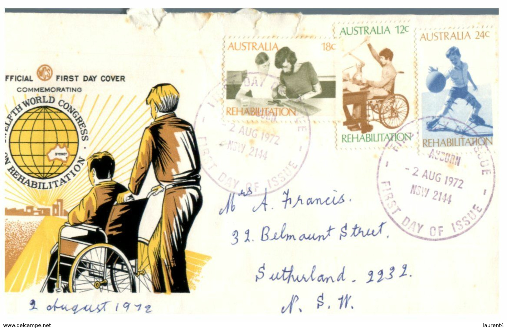 (N 32)  Australia  1972 - WCS Cover - Rehabilitation (some Rust) - Autres & Non Classés