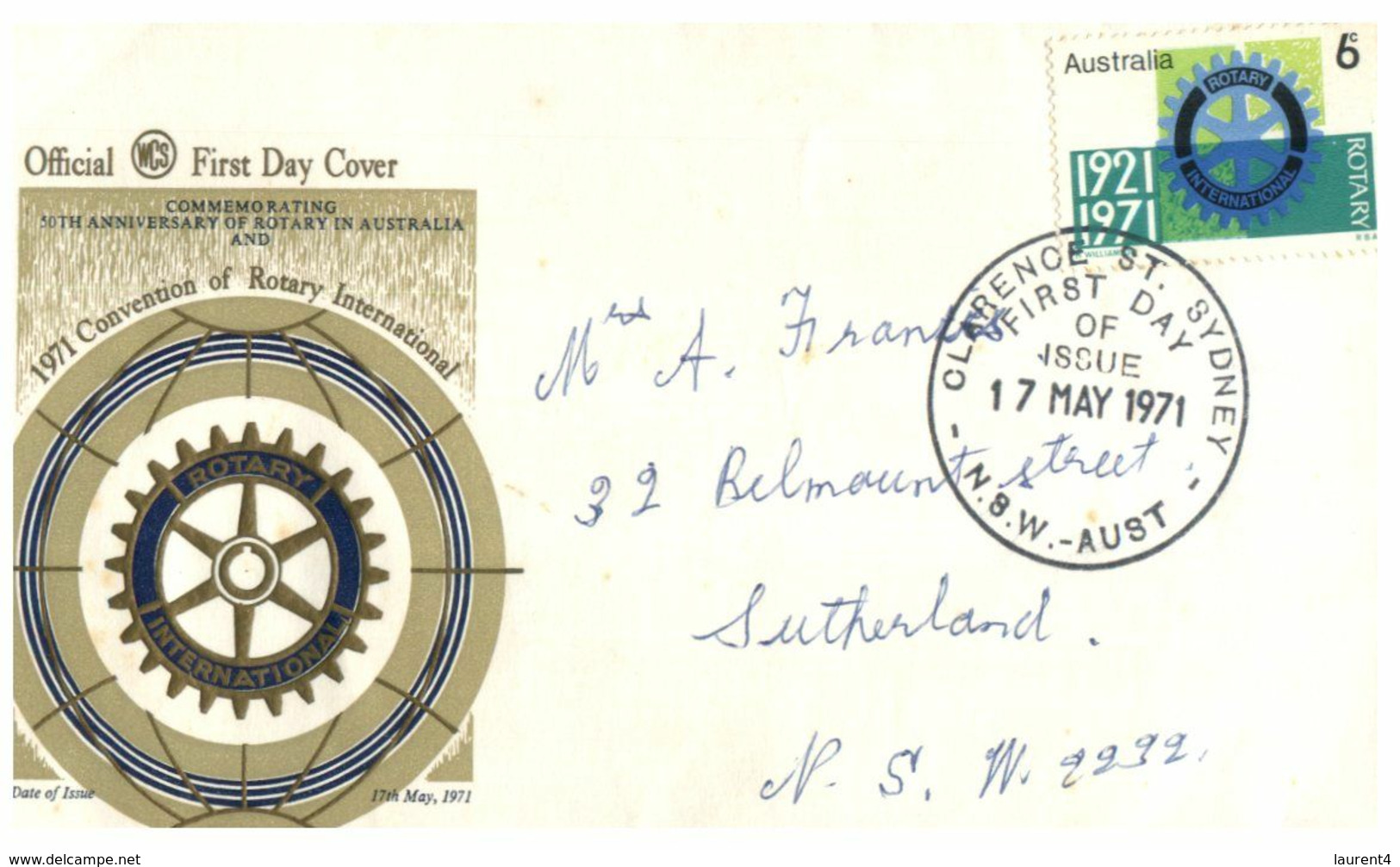 (N 32)  Australia  1971 - WCS Cover - Rotary - Andere & Zonder Classificatie