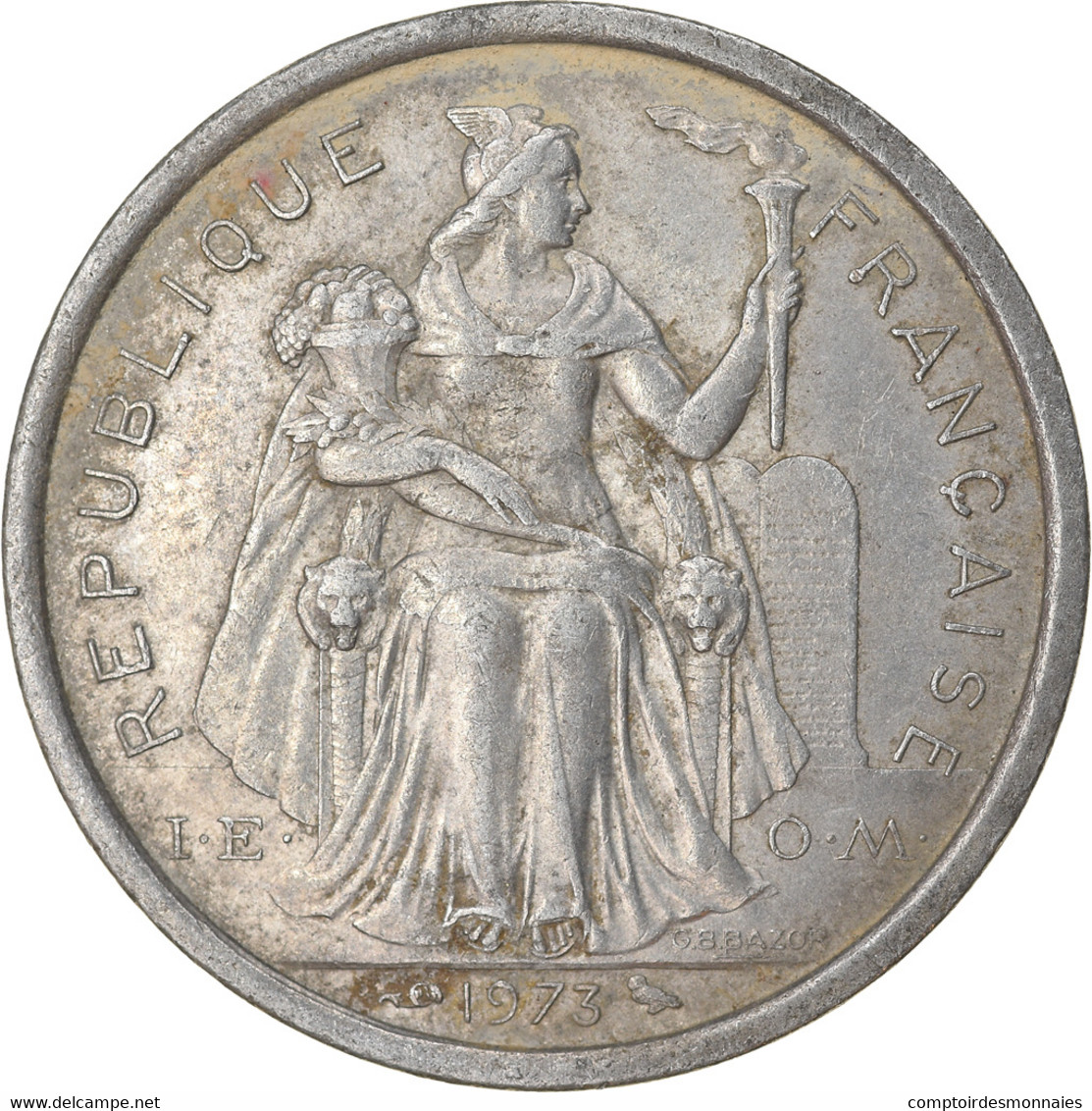 Monnaie, Nouvelle-Calédonie, 2 Francs, 1973, Paris, TB+, Aluminium, KM:14 - Nouvelle-Calédonie