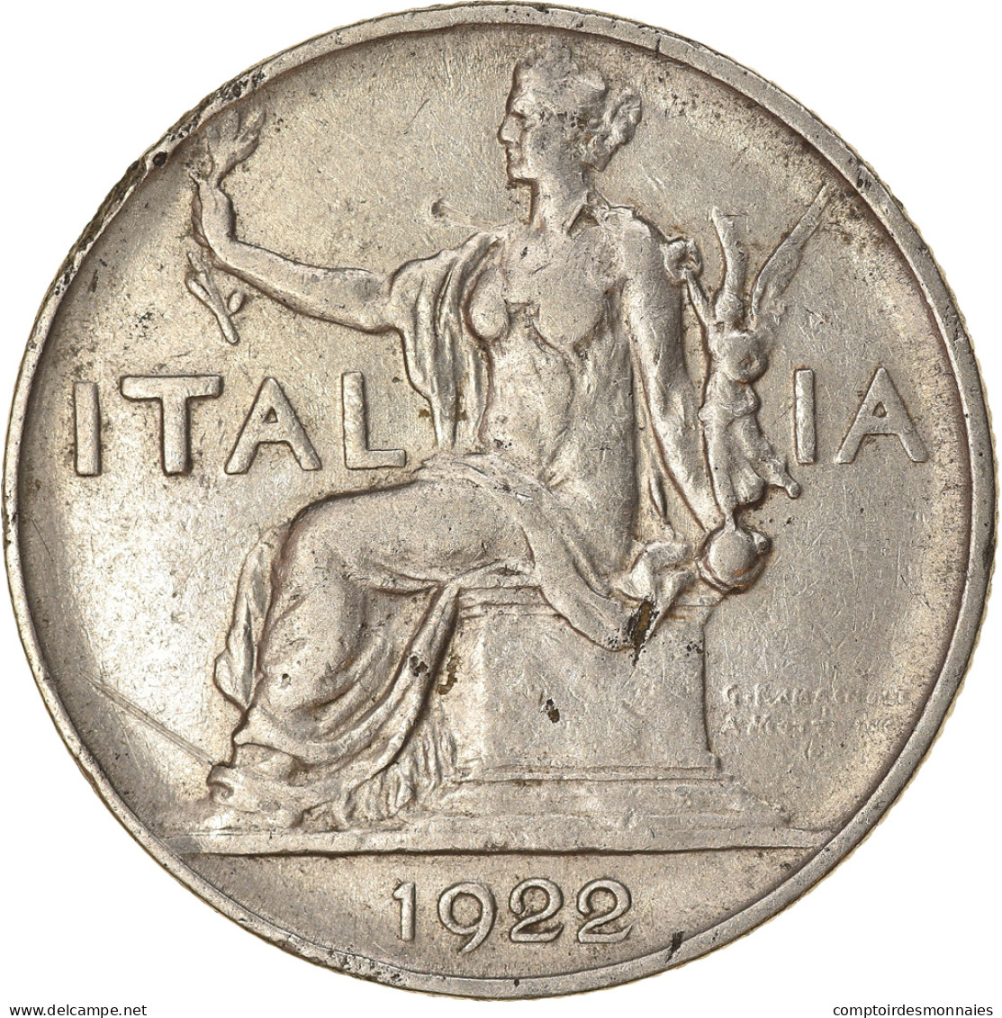 Monnaie, Italie, Vittorio Emanuele III, Lira, 1922, Rome, TB+, Nickel, KM:62 - 1 Lira