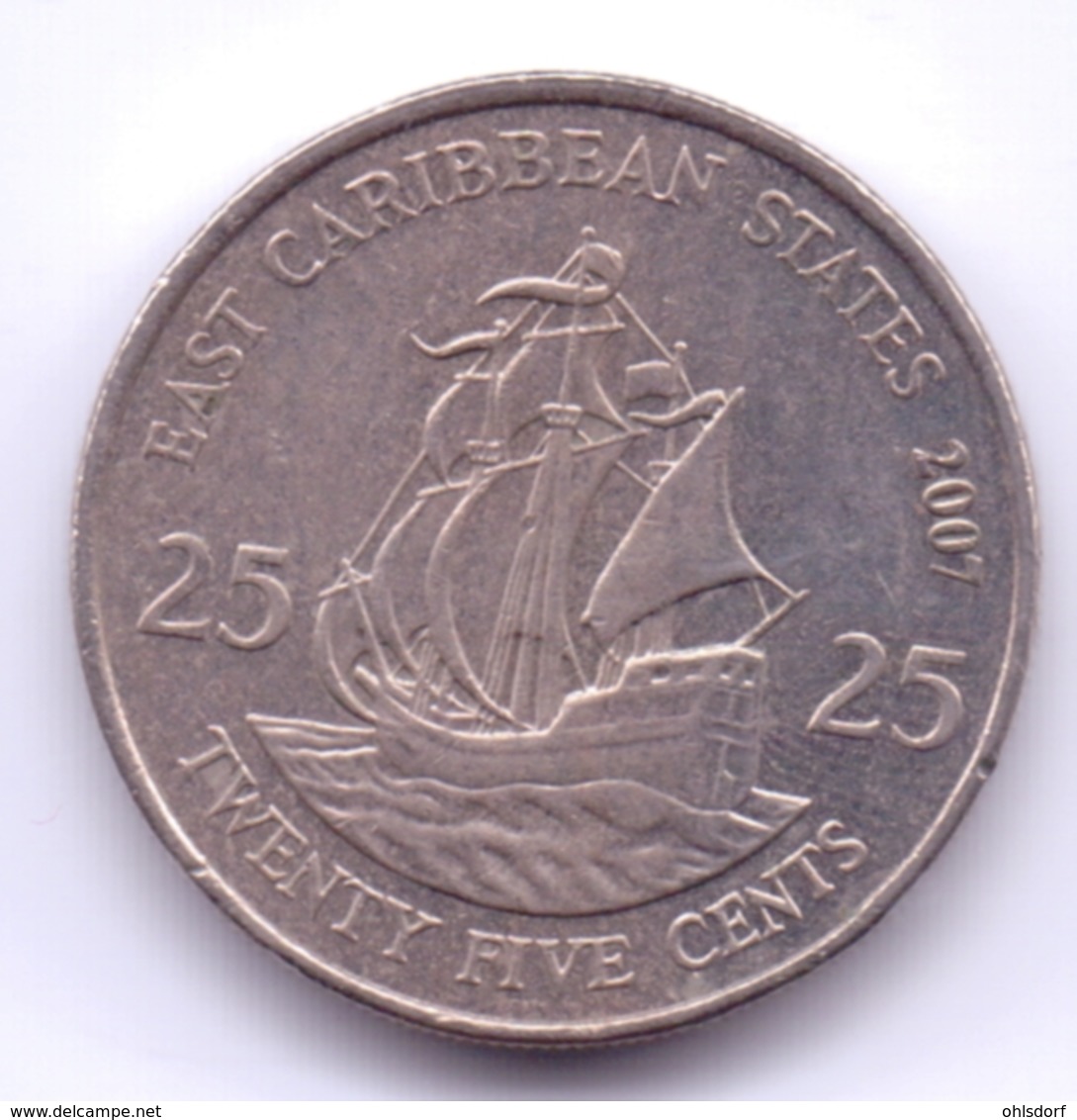 EAST CARIBBEAN STATES 2007: 25 Cents, KM 38 - Caraibi Orientali (Stati Dei)