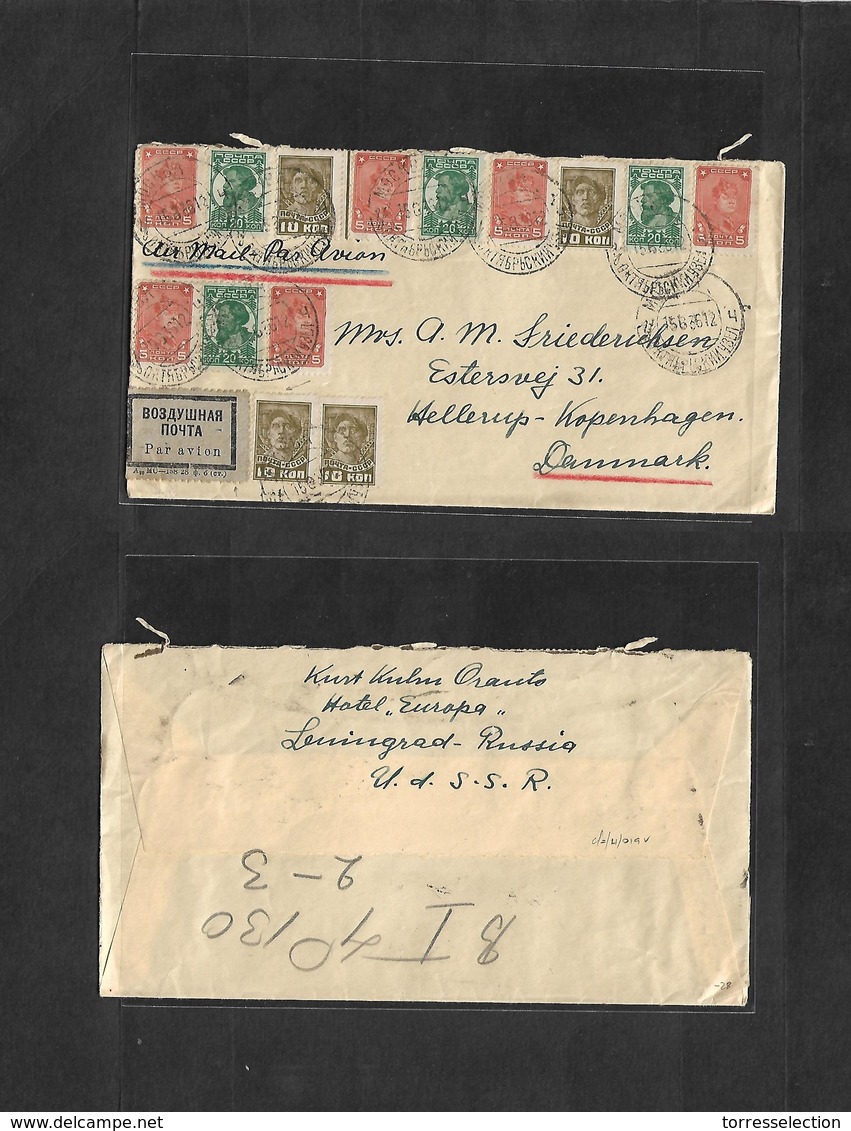 Russia. 1936 (15 June) Moscow - Denmark, Kph, Hellerup. Air Russia Multifkd Envelope + Special Grey Label. Fine. - Sonstige & Ohne Zuordnung
