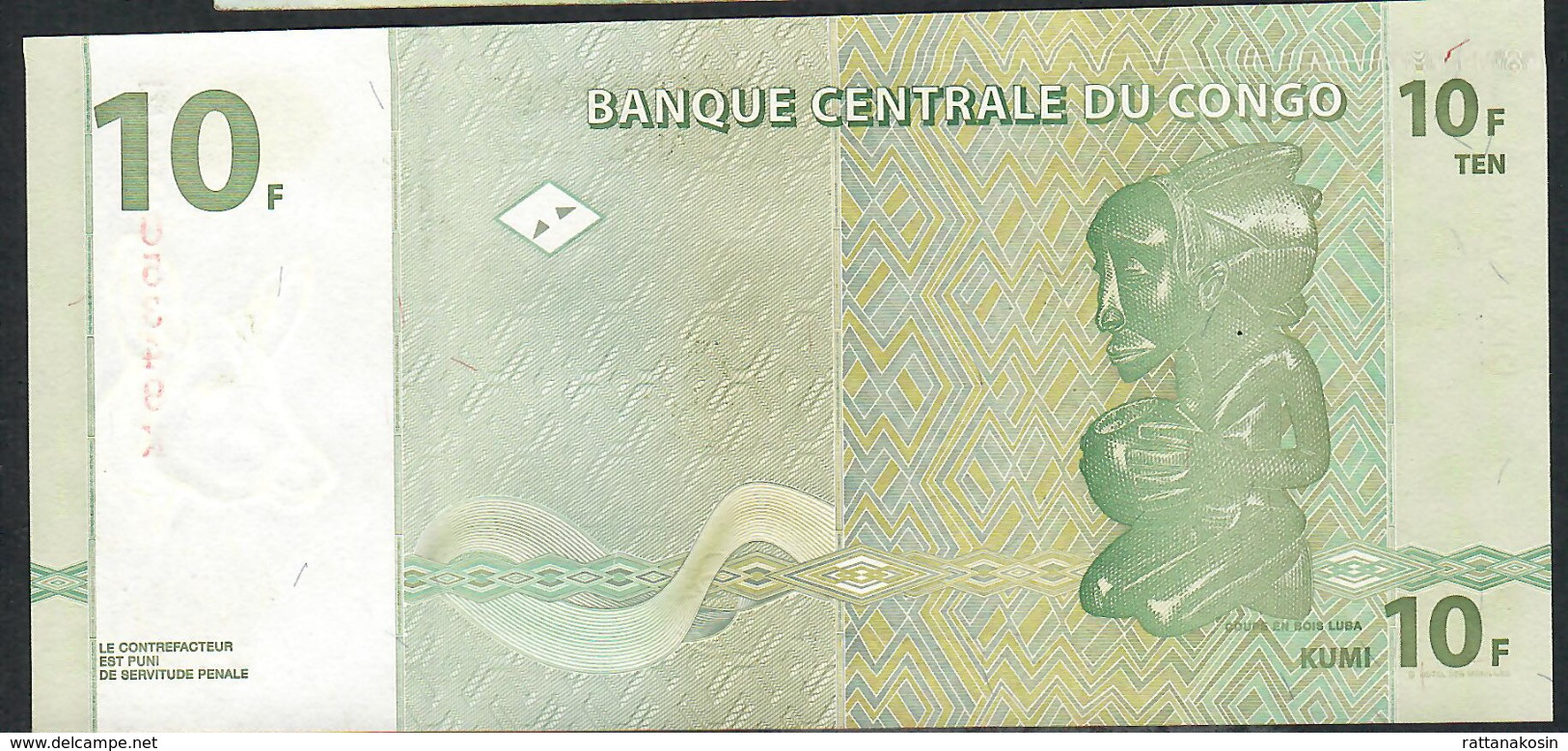 CONGO D.R. P87B 10 FRANCS 1997 Printer HdM      UNC. - Demokratische Republik Kongo & Zaire