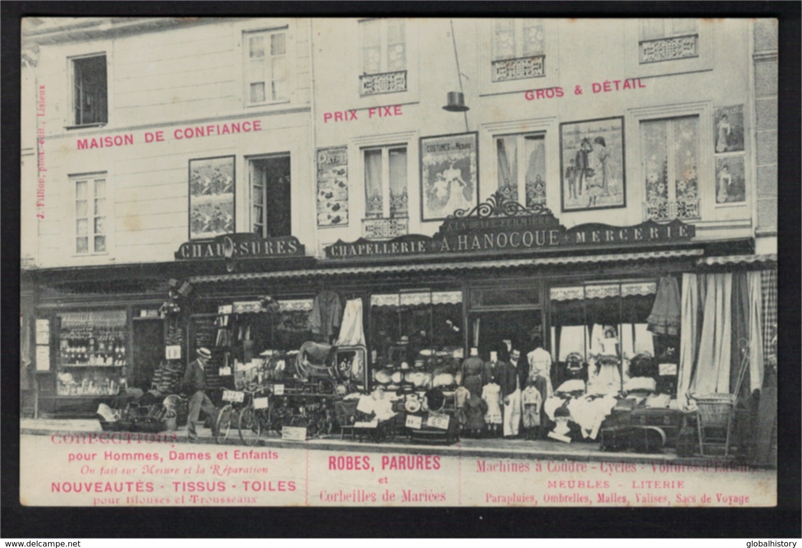 DG1258 - FRANCE - DEP.14 - COMMERCE CHAPELLE CHAUSSURES HANOCQUE MERCERIE Lisieux - Lisieux