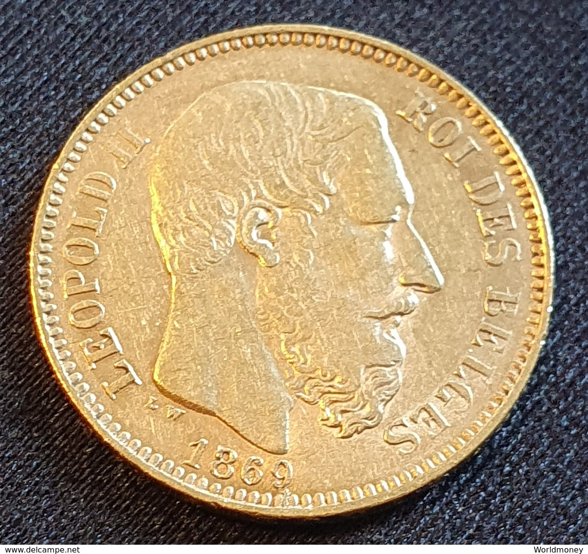 Belgium 20 Francs 1869 (Gold) - 20 Frank (gold)