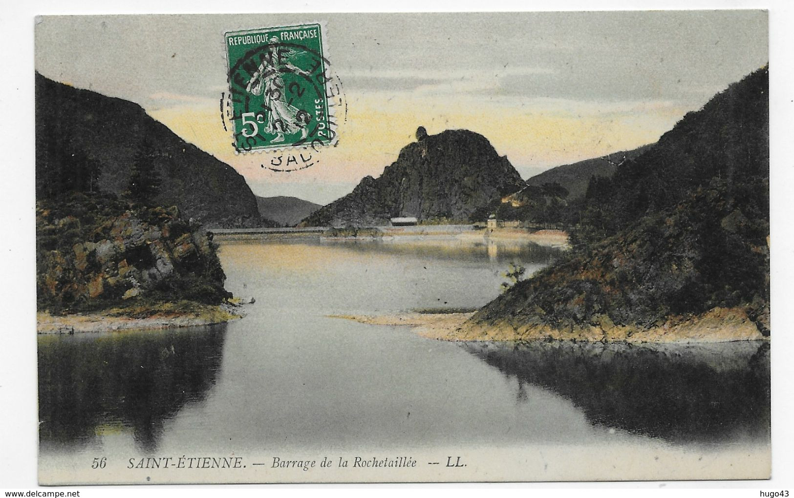 SAINT ETIENNE EN 1912 - N° 56 - BARRAGE DE ROCHETAILLEE - BEAU CACHET - CPA COULEUR VOYAGEE - Rochetaillee