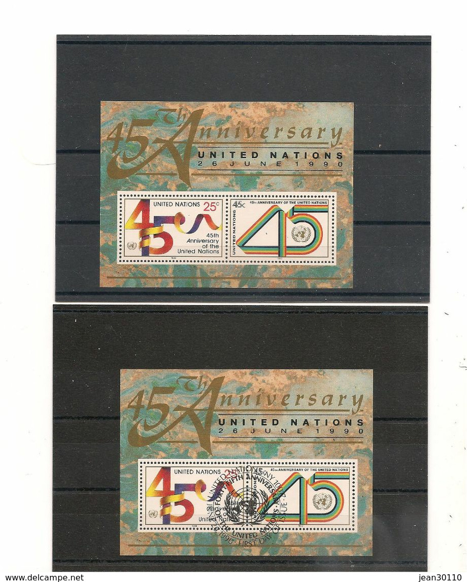 1990 ANNIVERSAIRE DES NATIONS UNIES BLOCS N° 5-6-11** AVEC ET SANS OBLITÉRATION COTE : 28 80 € - Emissions Communes New York/Genève/Vienne