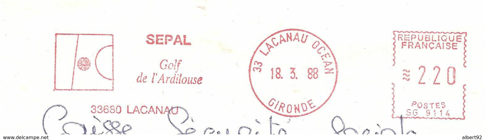 1988 EMA Golf De L'Ardilouse .Lacanau. (n° SG 9114) - Golf