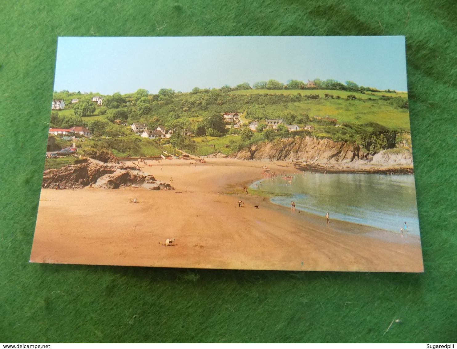 VINTAGE UK WALES: CARDIGANSHIRE Aberporth Beach From North Point Colour - Cardiganshire