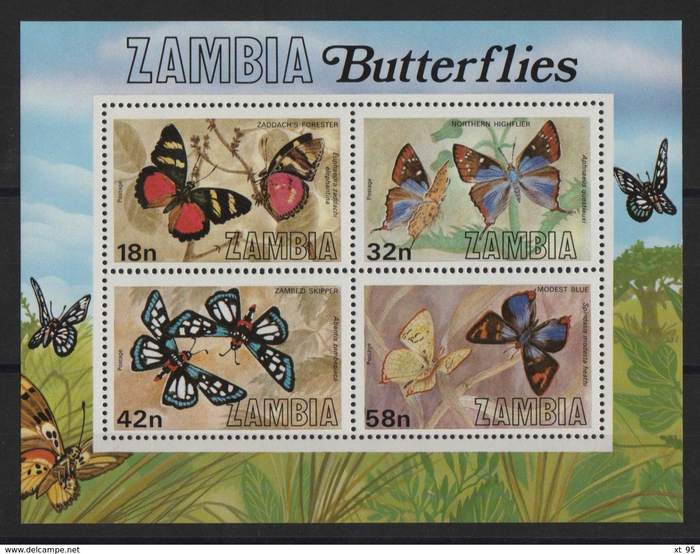 Zambie - BF N°10 - Faune - Papillons - Cote 6€ - ** Neufs Sans Charniere - Zambie (1965-...)