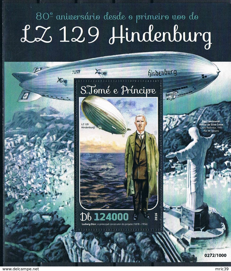 Bloc Sheet Transports Zeppelin Hindenburg  Neuf MNH **   S Tome & Principe 2016 - Zeppelins