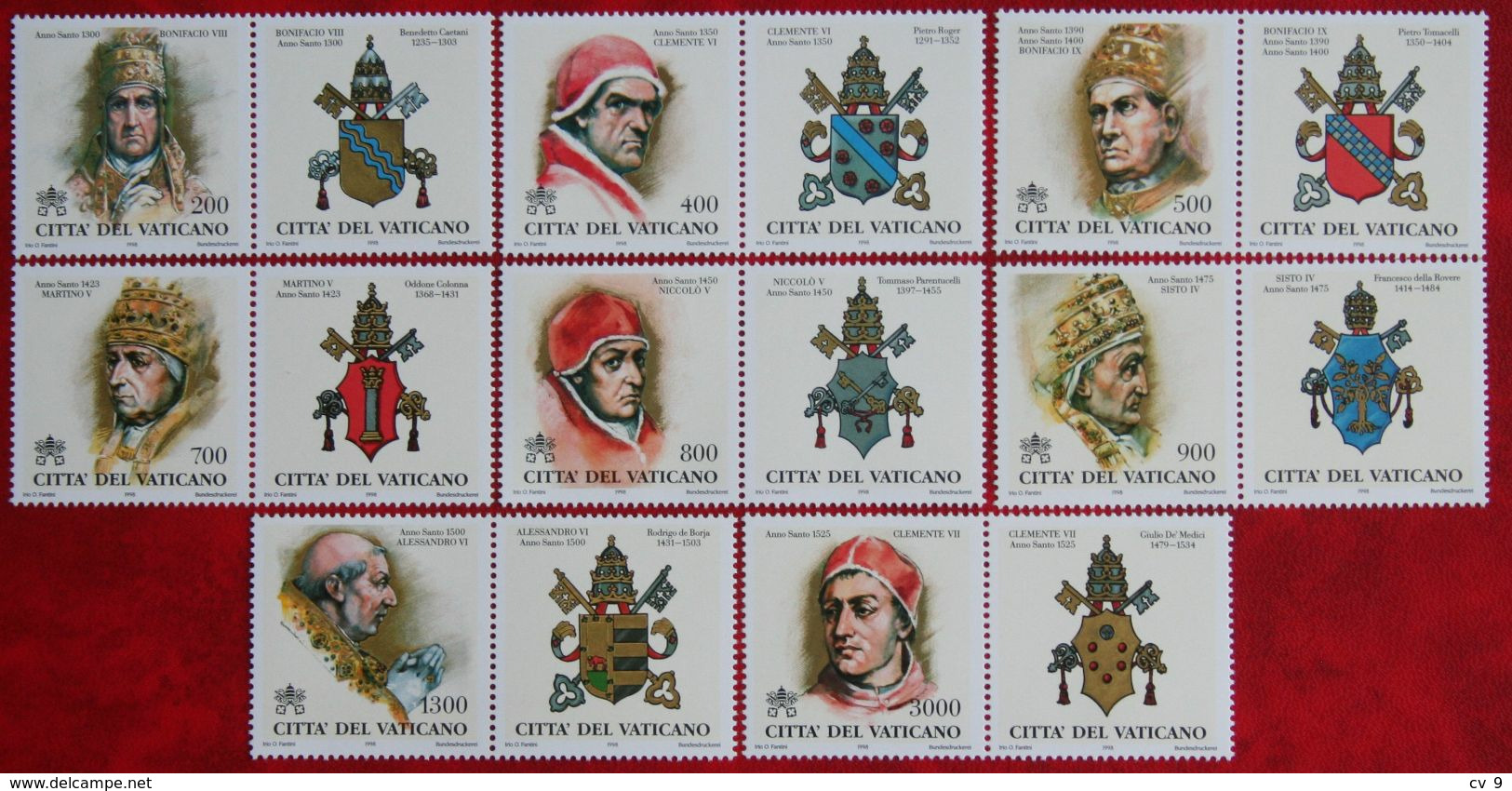 Les Papes Pausen Päpste Popes 1998 Mi 1234-1241 Yv 1096-1100 VATICANO VATICAN VATICAAN - Unused Stamps