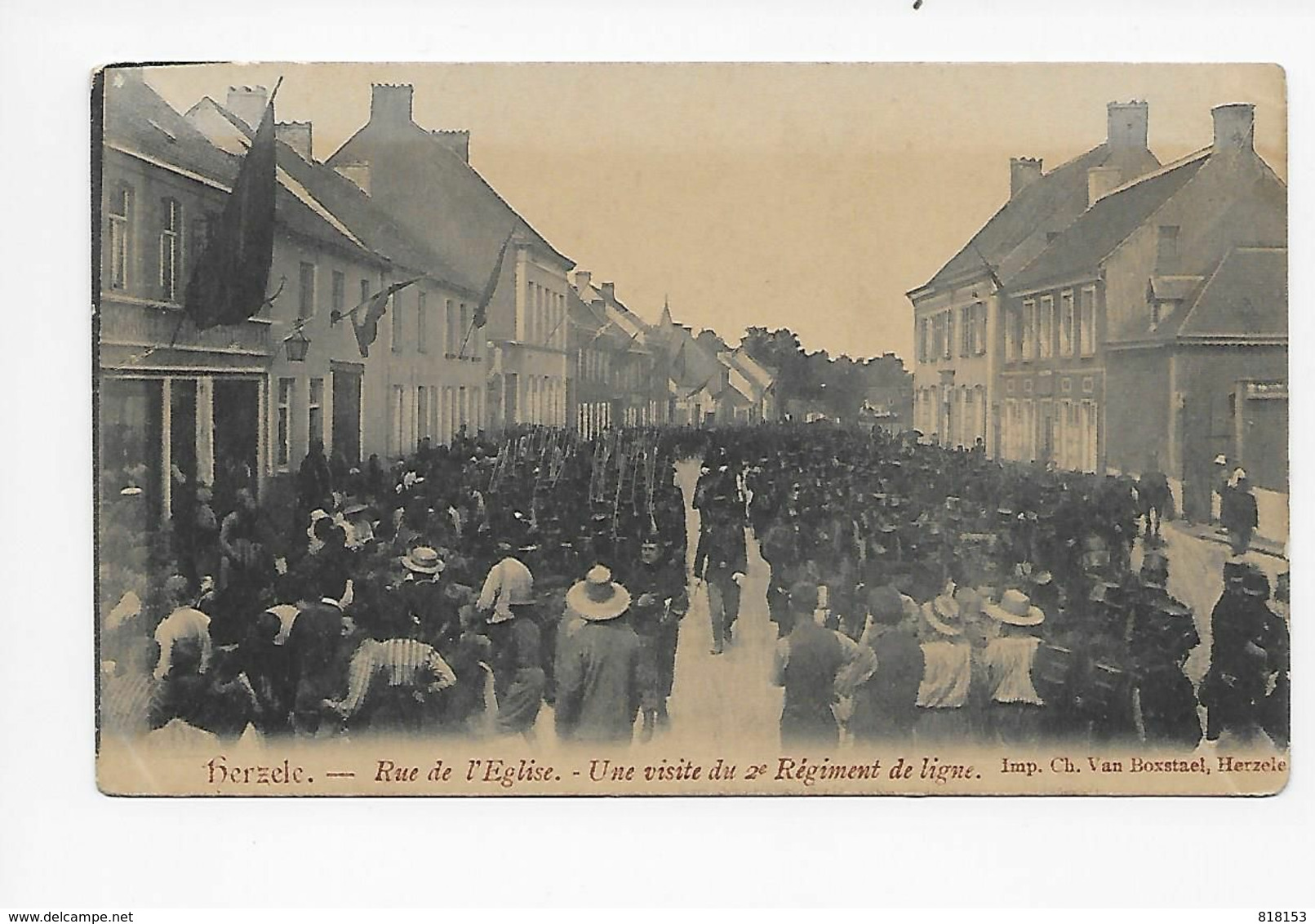 Herzele - Rue De L'Eglise - Une Visite Du 2° Régiment De LIgne - Herzele