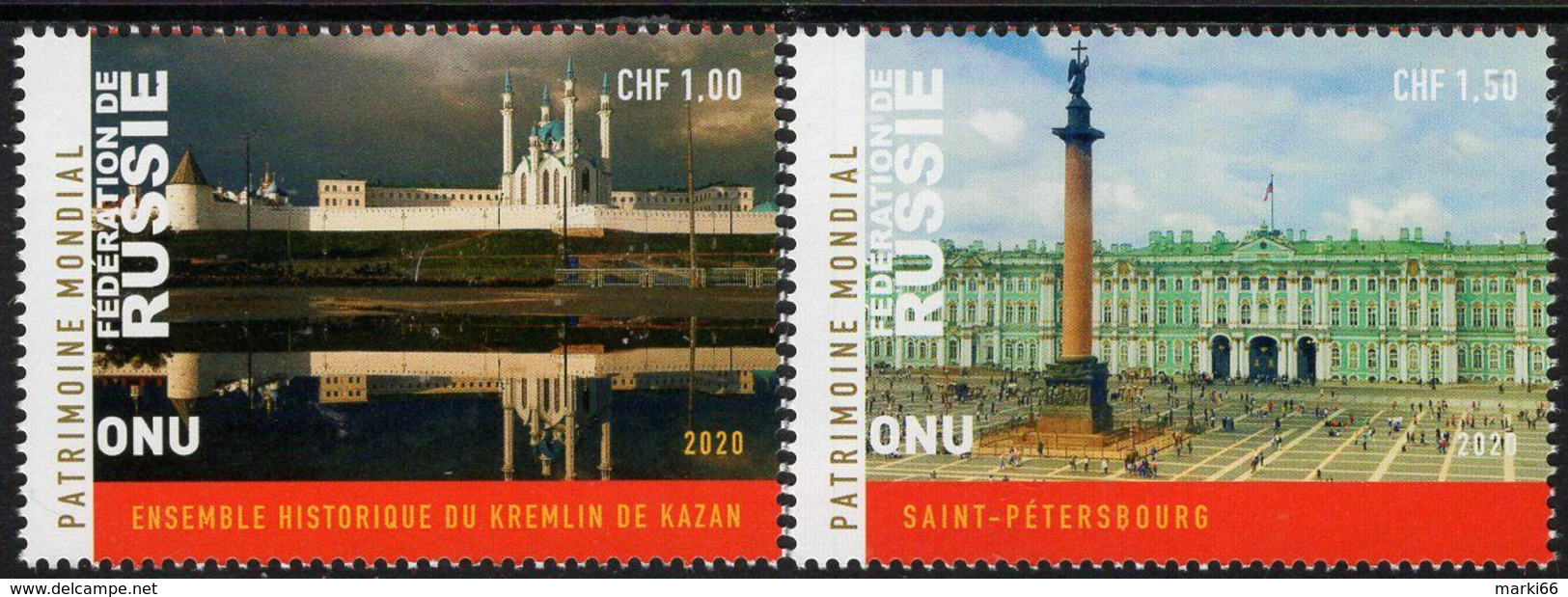 United Nations - Geneva - 2020 - World Heritage - Russian Federation - Mint Stamp Set - Neufs