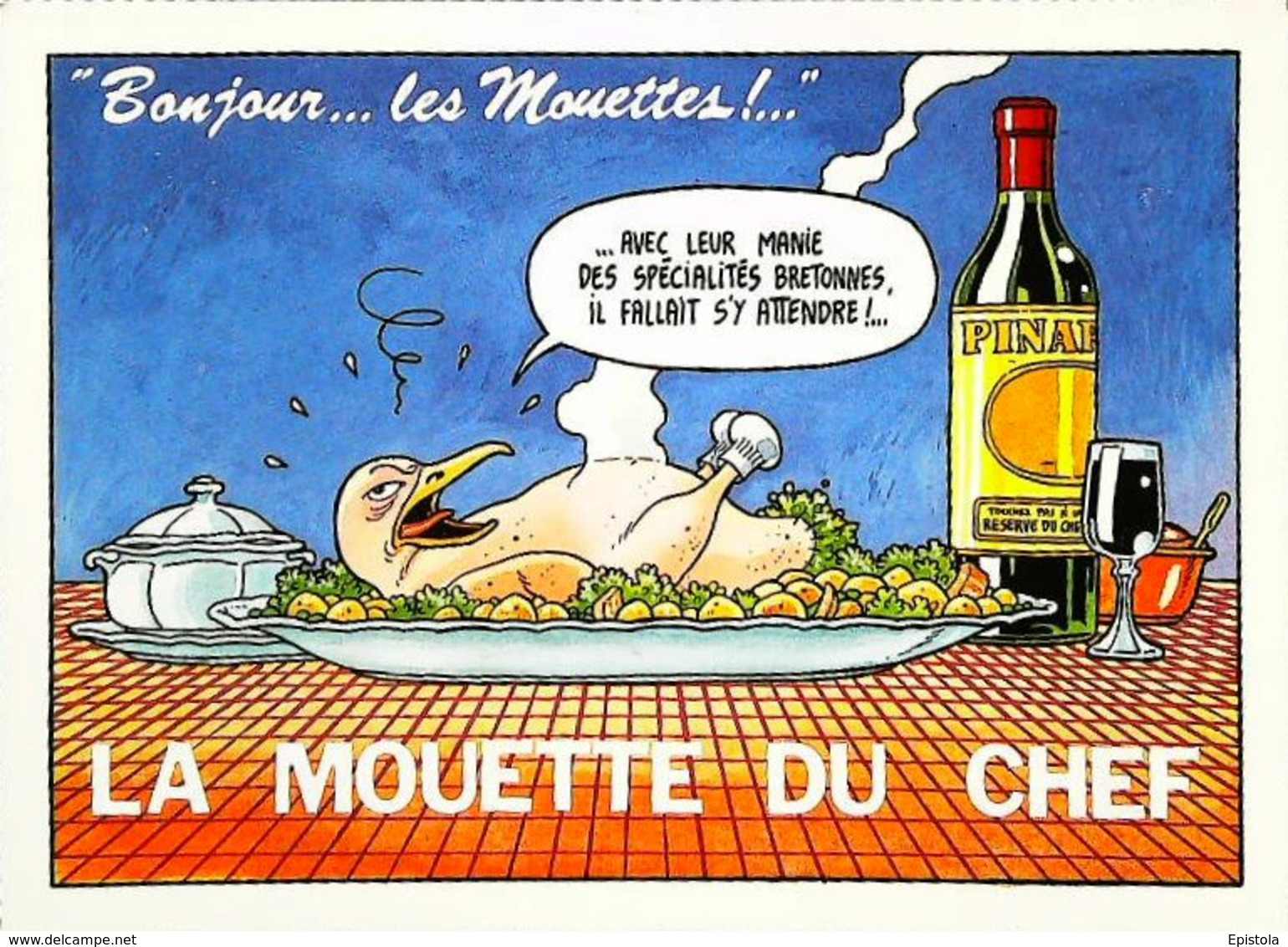 CPSM  Bonjour La Mouette    Poulet   Bouteille Pinard  Recette La Mouette Du Chef - Recettes (cuisine)