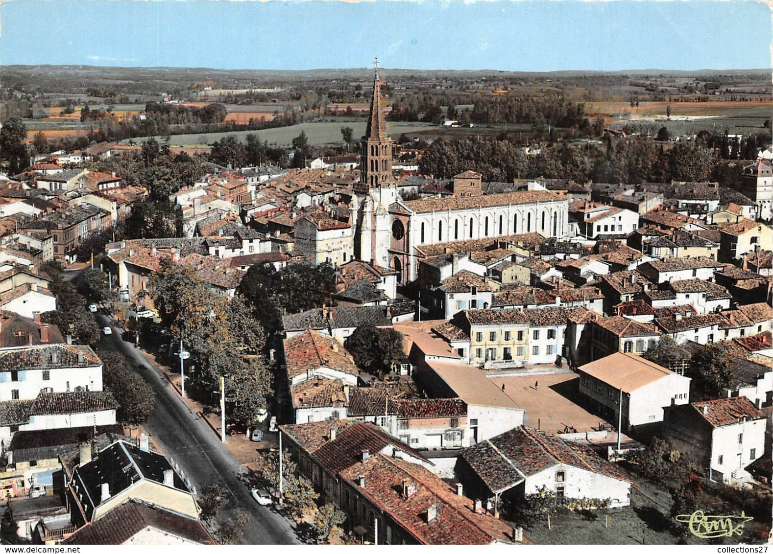 82-CAUSSADE- VUE GENERALE AERIENNE ET BLD LEONCE GRANIER - Caussade