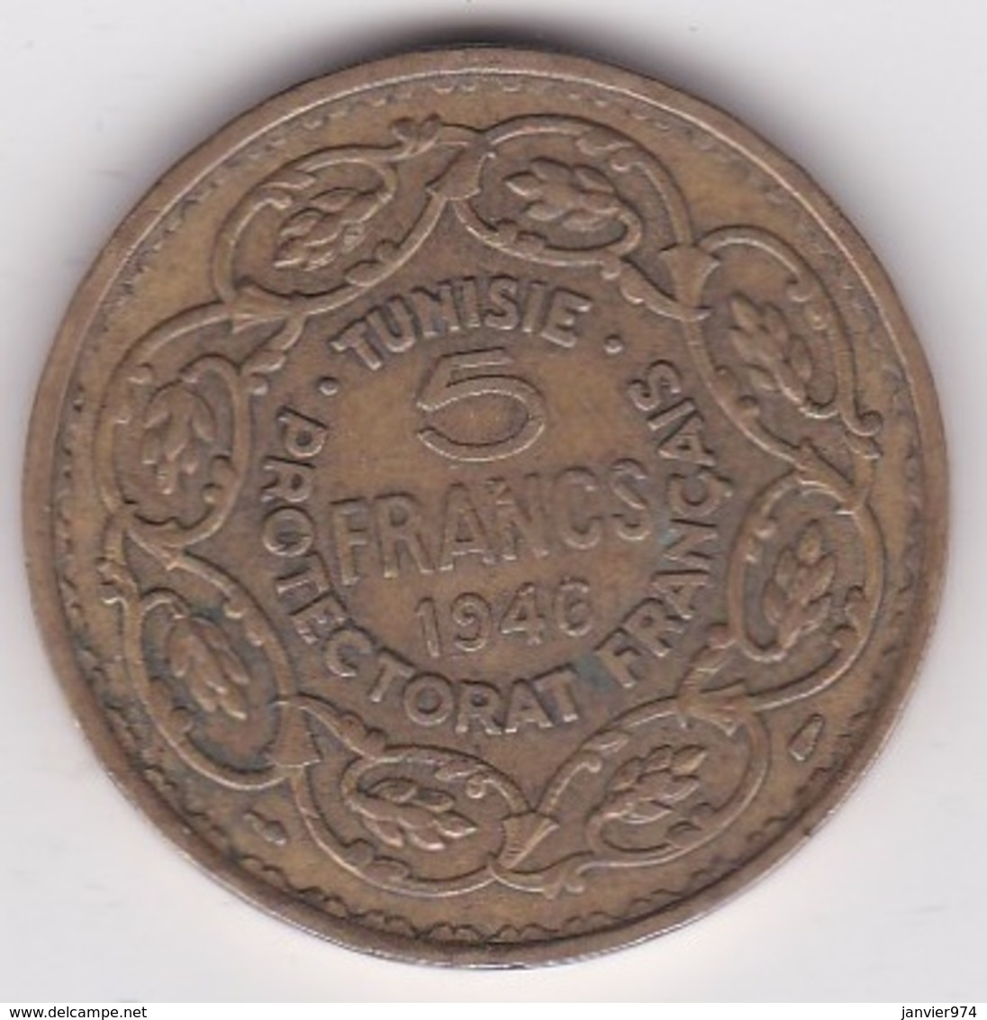 Tunisie Protectorat Français. 5 Francs 1946 (AH 1365). Bronze -Aluminium - Tunisia