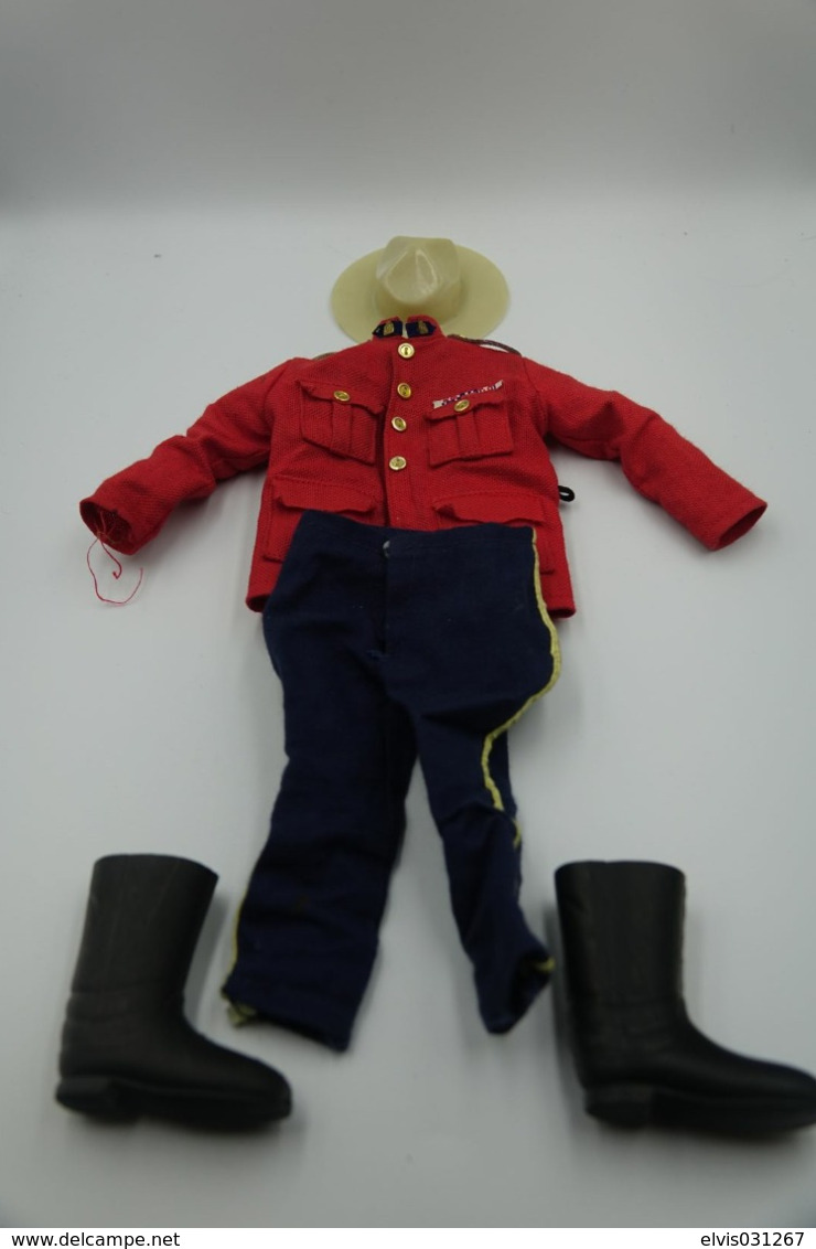 Vintage ACTION MAN PARTS : CANADIAN MOUNTED POLICE Jacket Trousers Hat Boots- Original Hasbro 1968 - Palitoy - GI JOE - Action Man