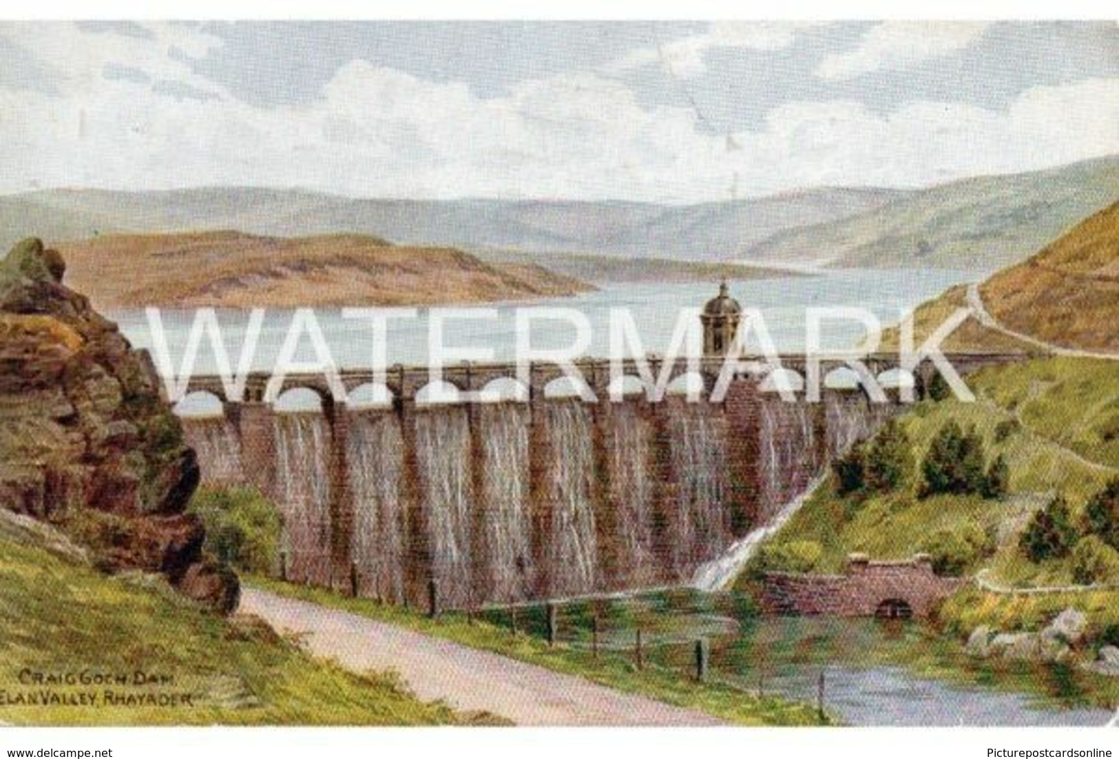 RHAYADER CRAIG GOCH DAM ELAN VALLEY OLD COLOUR POSTCARD WALES AR QUINTON 2163 - Radnorshire