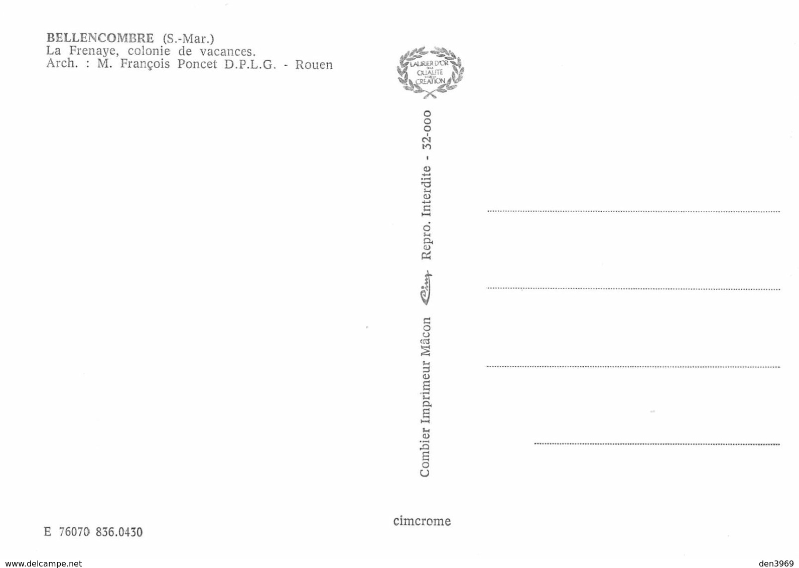 BELLENCOMBRE - La Frenaye, Colonie De Vacances - Architecte François Poncet D.P.L.G., Rouen - Bellencombre