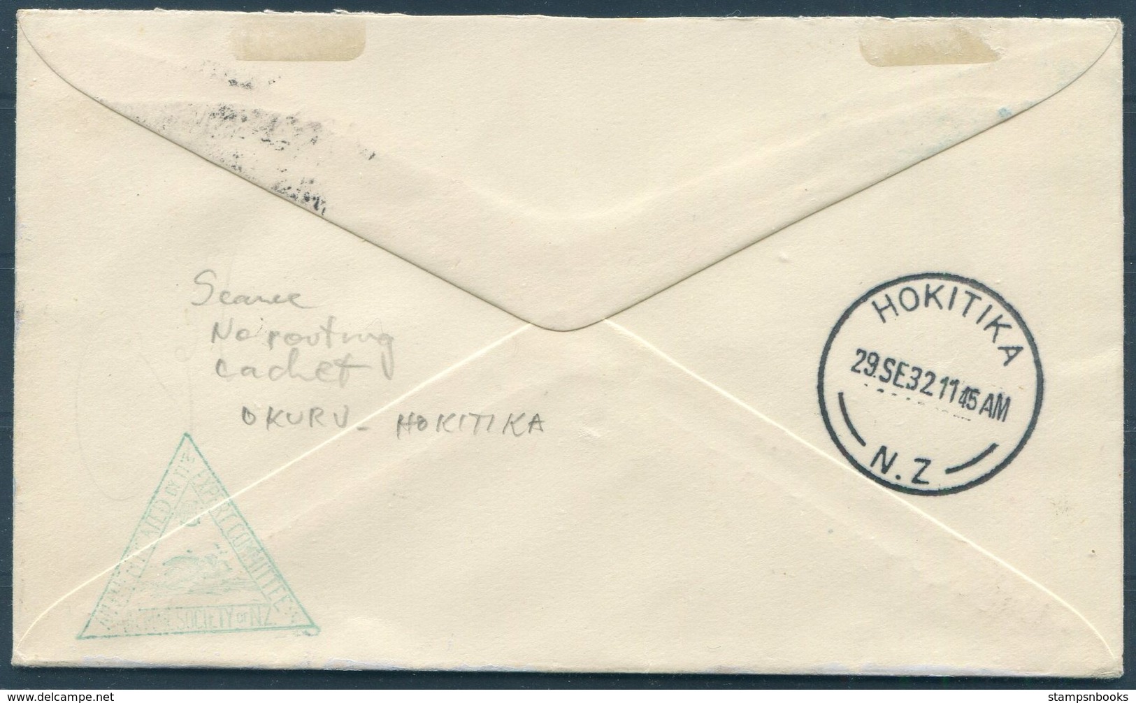 1932 New Zealand Pilot Signed First Flight Cover Okuru -Hokitika. - Posta Aerea