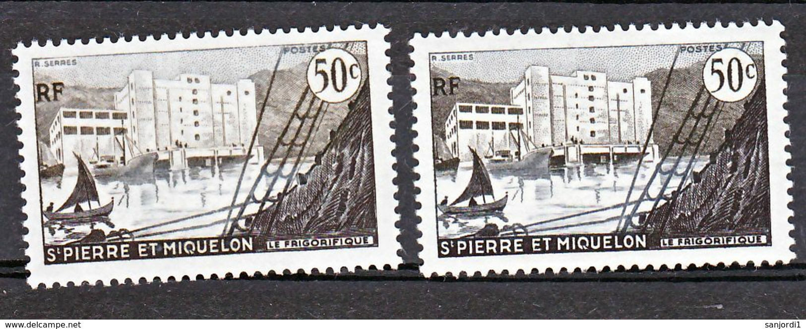 Saint Pierre Et Miquelon  349 Variété Noir Et Normal Frigorifique Neuf ** MnH Sin Charmela - Sin Dentar, Pruebas De Impresión Y Variedades