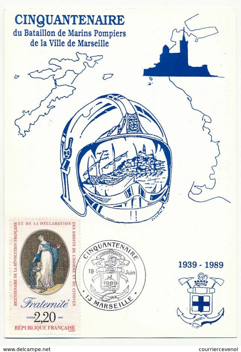 BATAILLON De MARINS POMPIERS De MARSEILLE - 1 Carte "centenaire" 19 Juin 1989 - Bombero