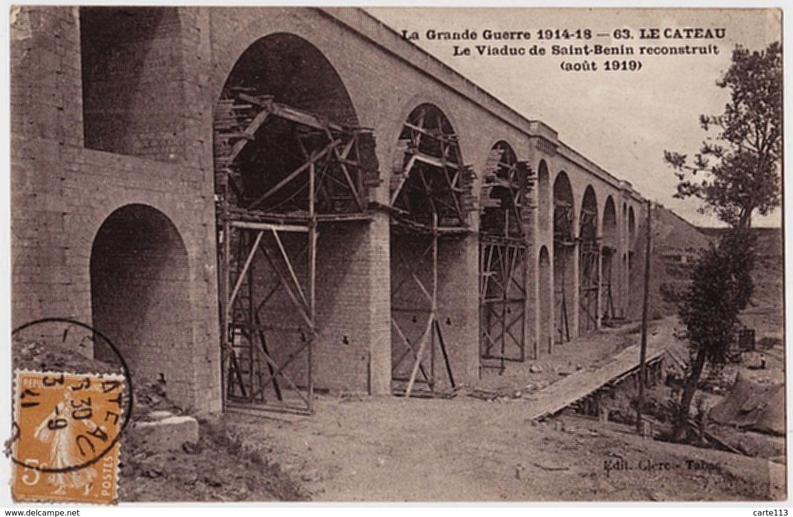59 - B22126CPA - LE CATEAU - Le Viaduc De Saint Benin Reconstruit Aout 1919 - Bon état - NORD - Le Cateau