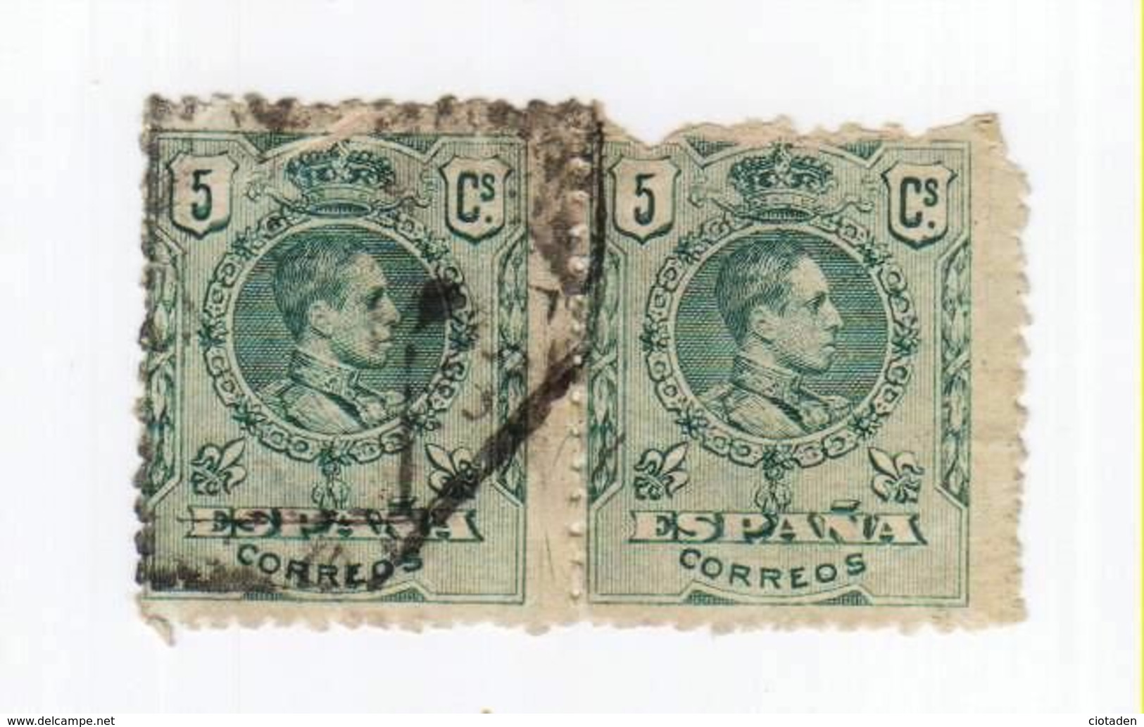 Espagne 1901 - Alphonse XIII - 5c Vert - Deux Timbres En Variétés - Variedades & Curiosidades