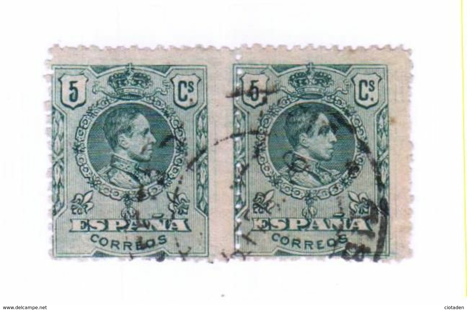 Espagne 1901 - Alphonse XIII - 5c Vert - Deux Timbres En Variétés - Variedades & Curiosidades