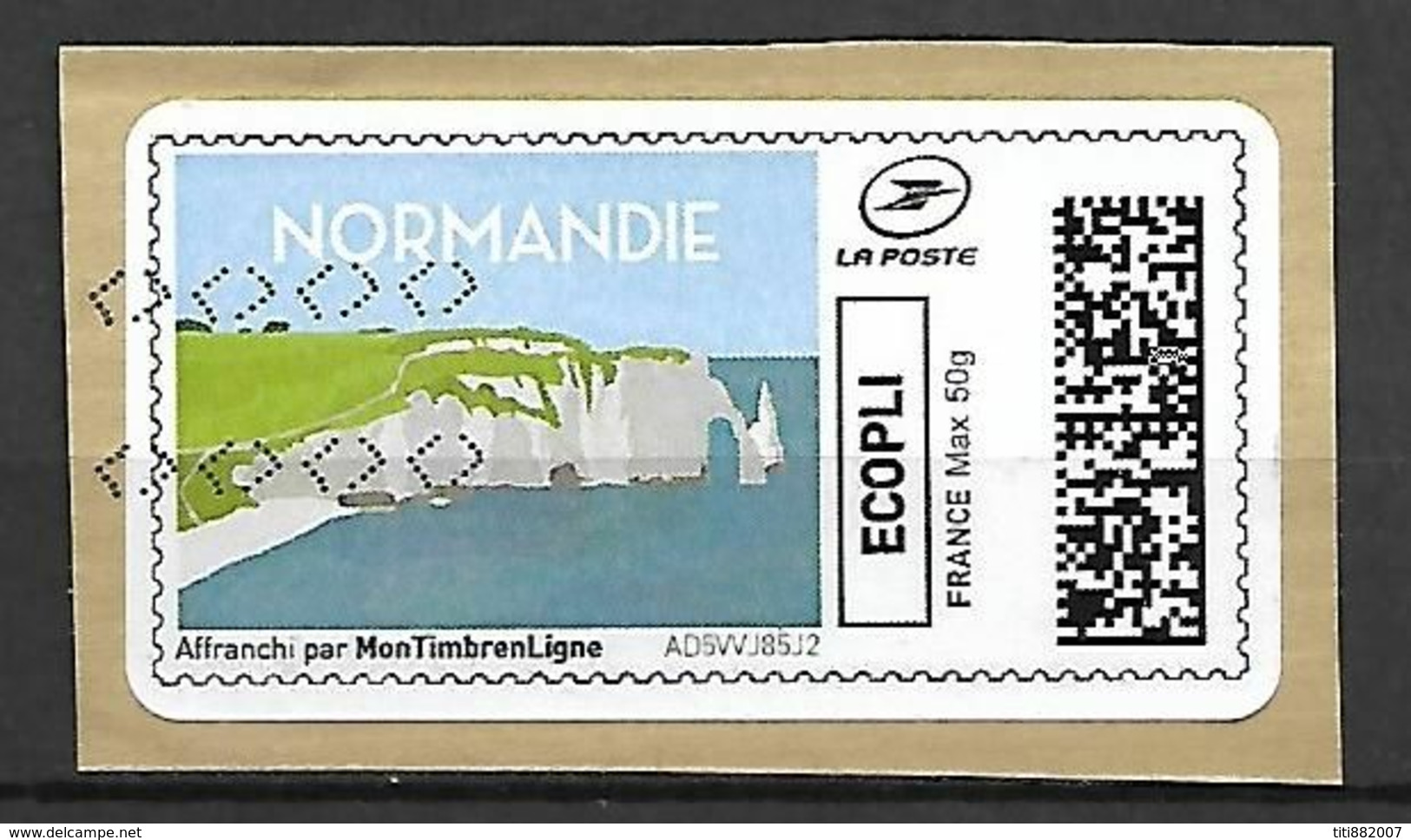 FRANCE    -   2020   -  Vignette Illustrée.    Normandie  /  Falaises - 2010-... Illustrated Franking Labels