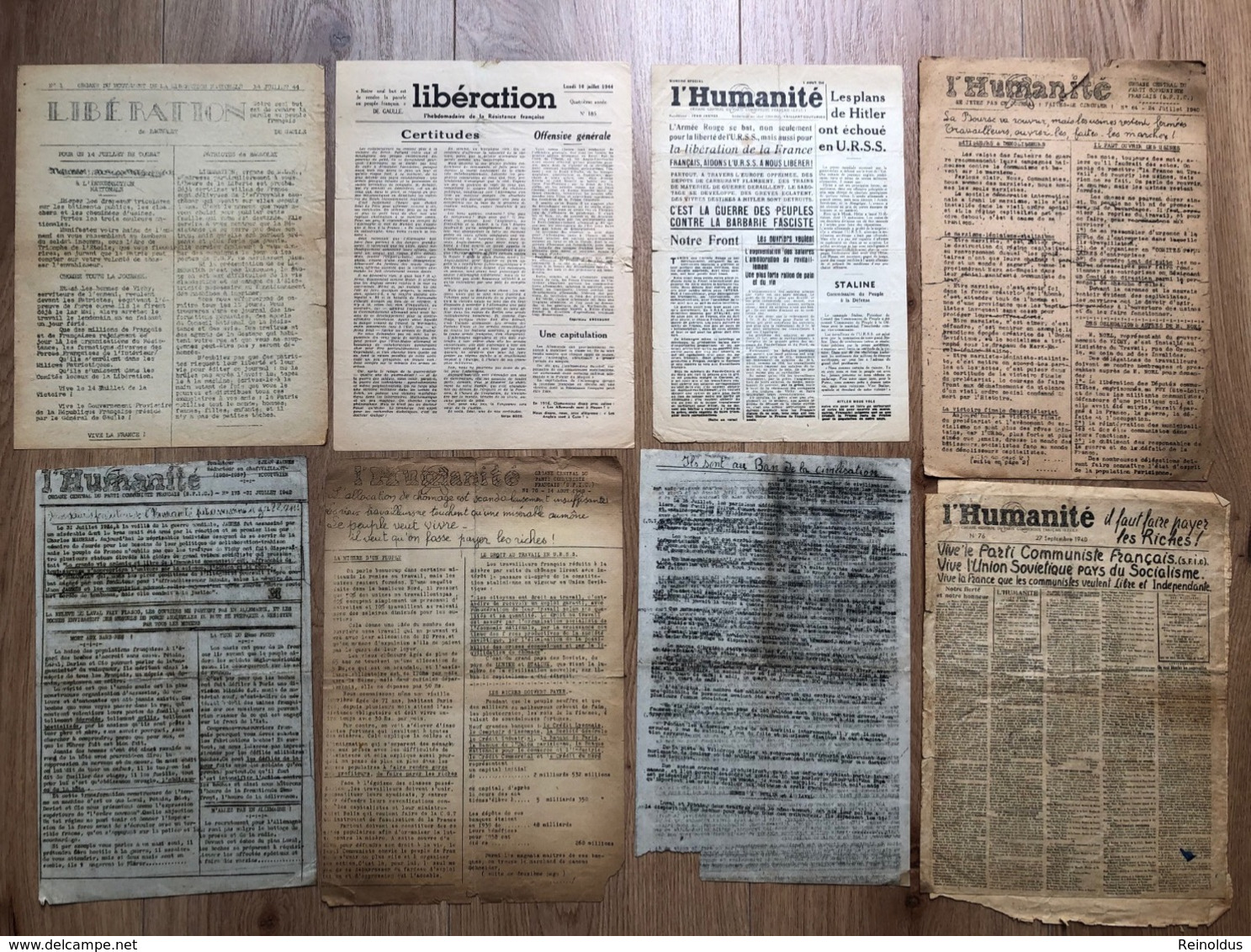 8x Documents Divers Liberation Humanite - 1939-45