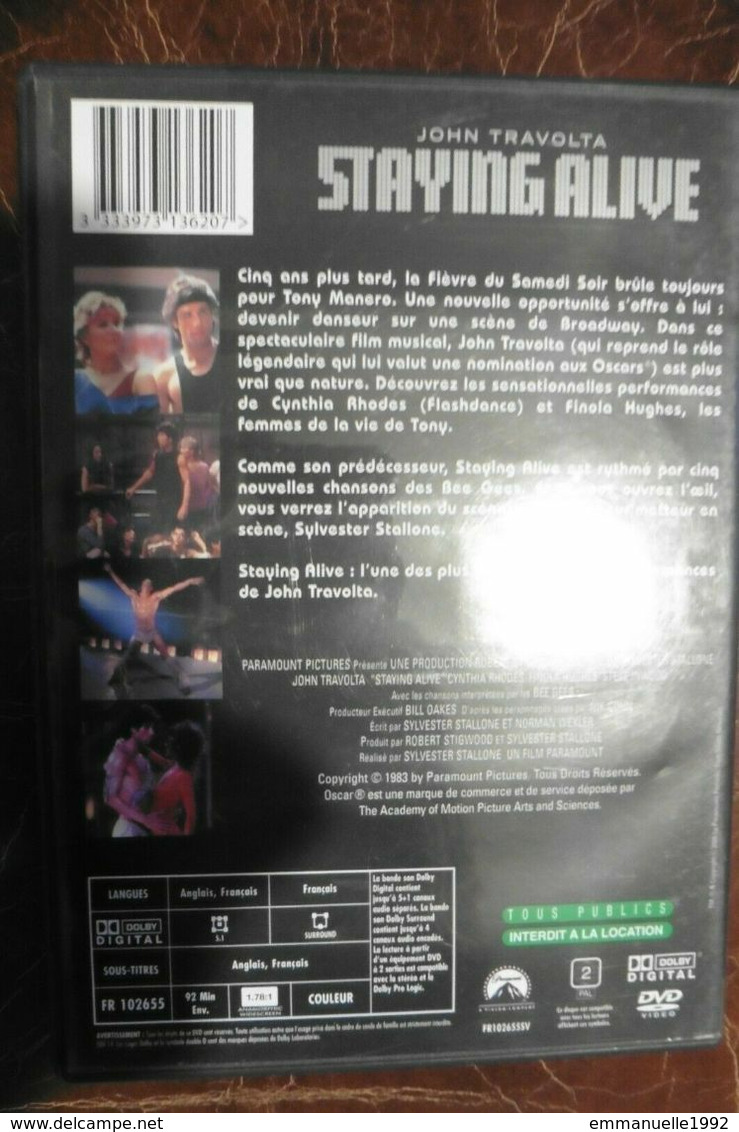 DVD Film Staying Alive Avec John Travolta Cynthia Rhodes - Suite De Saturday Night Fever - Danse - Comme Neuf - Musicalkomedie