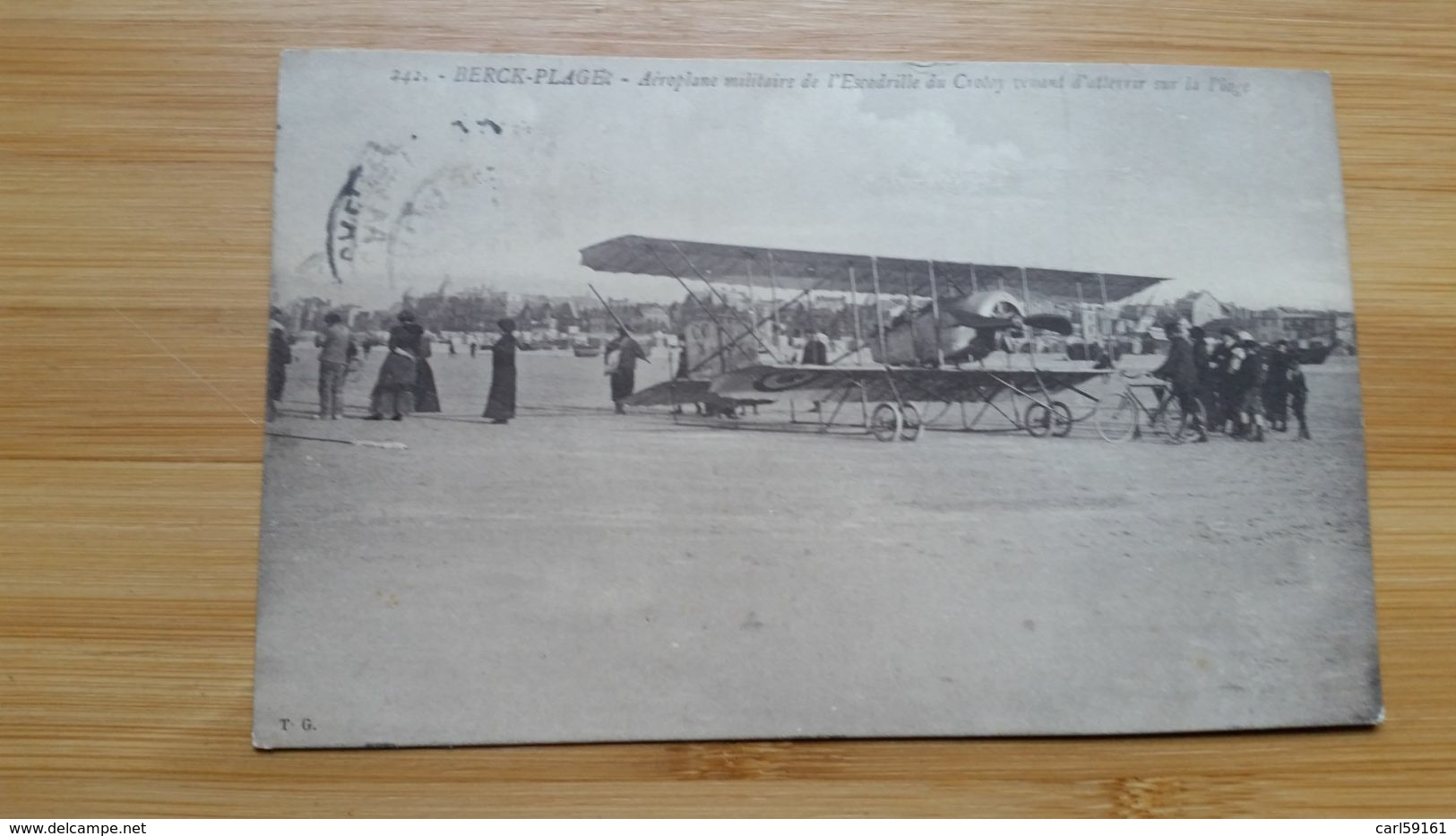 CARTE POSTALE BERCK AEROPLANE MILITAIRE DE L ESCADRILLE DU CROTOY VENANT D ATTERIR SUR LA PLAGE 1913 - Berck