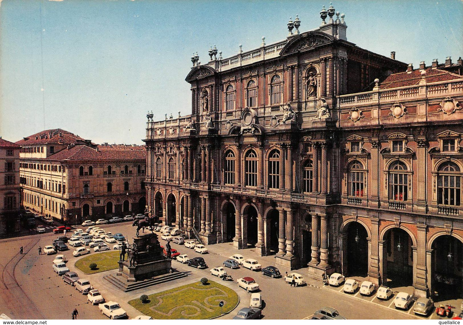 01870 "TORINO - PIAZZA ACCADEMIA ALBERTINA - PALAZZO CARIGNANO"  ANIMATA, AUTO. CART  NON SPED - Palazzo Carignano