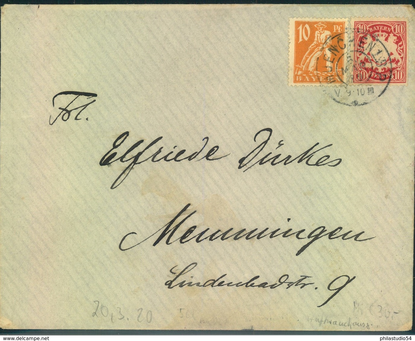 1920, Späte Verwendung 10 Pfg. Wappen Auf Brief Ab "MÜNCHEN 2. MAI 20" - Enteros Postales