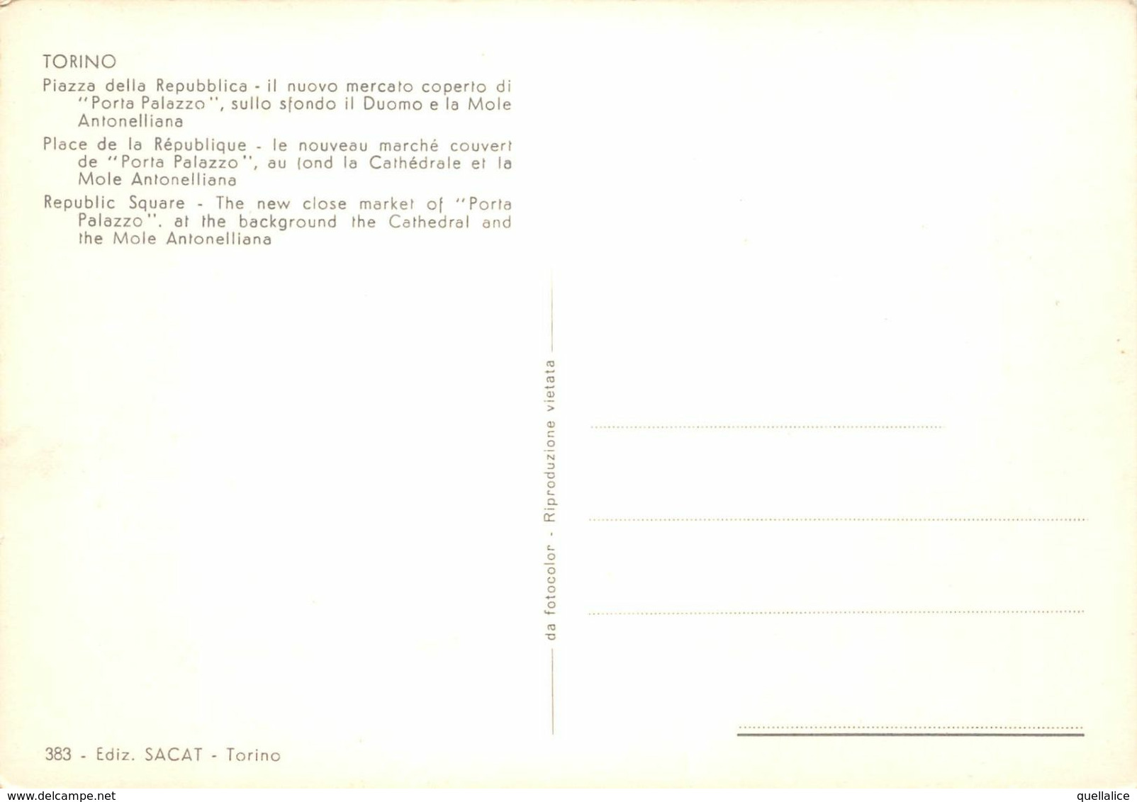 01877 "TORINO - P.ZZA DELLA REPUBBLICA - IL NUOVO MERCATO COPERTO DI PORTA PALAZZO" ANIMATA, AUTO. CART  NON SPED - Places & Squares