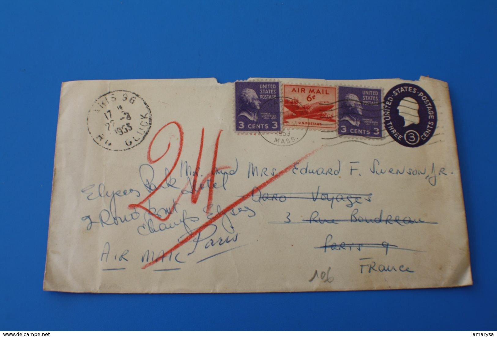 Stamps America United States Postal Stationery Stamps 1953 Timbres Amérique Etats-Unis Entiers Postaux Enveloppe Timbrée - 1941-60