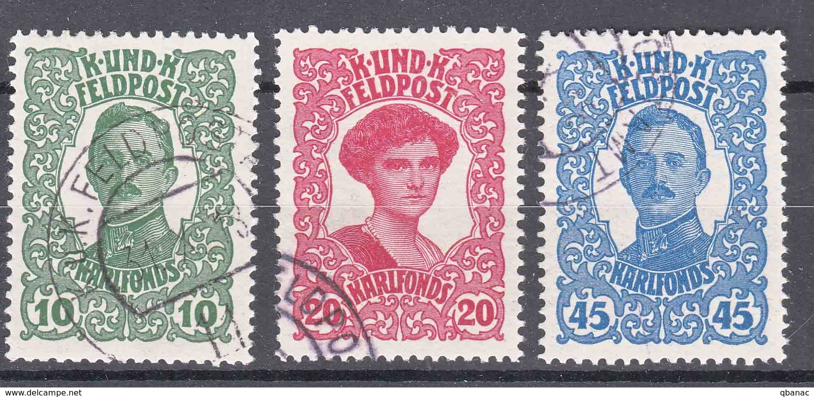 Austria Feldpost 1918 Mi#73-75 Used - Usados