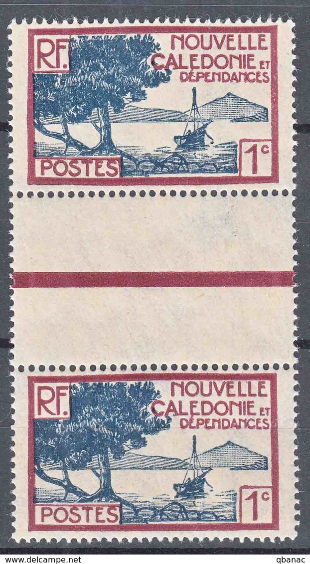 New Caledonia Nouvelle Caledonie 1928 Yvert#139 Mint Hinged Gutter Pair - Ungebraucht