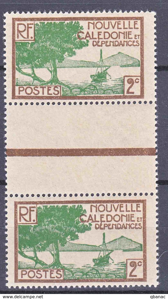 New Caledonia Nouvelle Caledonie 1928 Yvert#140 Mint Hinged Gutter Pair - Unused Stamps